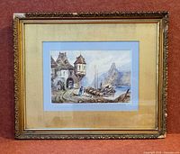 Front view of framed watercolor painting