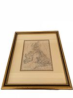 Full view of framed hand-colored map in gilt frame