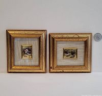 Both framed miniature paintings side by side for size and frame detail