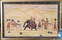 Full frontal view of framed Persian silk painting