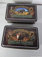 Two African "Big Five" tins: Elephants Collection and Rhinoceros Collection