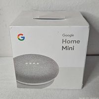 Front of sealed Google Home Mini Chalk box