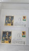 Two autographed Bill Madlock silk cachets with stamps and postmarks