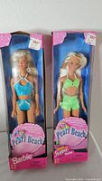 Front view of both boxed dolls