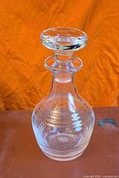 full view of decanter with stopper fitted