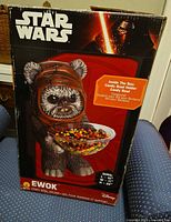 Front of retail box showing Ewok candy bowl holder image