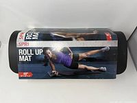 Front of boxed SPRI Roll Up Mat showing branding and model