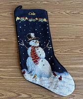 Front view showing full needlepoint design and personalization