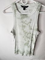 Front view of ribbed tie-dye Banana Republic tank top on hanger