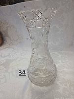 Full view of ABP cut glass vase showing shape and overall pattern