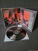 Gatefold open, record displayed on white sleeve