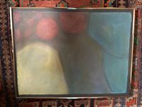 Front view of framed abstract pastel painting
