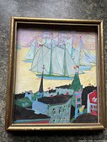 Front view of framed coloured pencil drawing