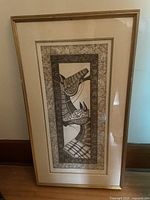 Full view of framed etching