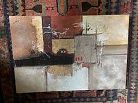 Full view of the signed mixed media abstract painting