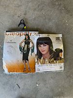 Front of packaged Cleopatra costume and wig