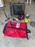 All items grouped on garage floor