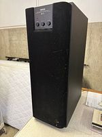Full view of Yamaha powered subwoofer showing overall design and size