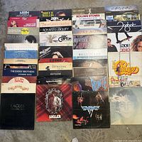 Top-down view of entire group of vinyl records