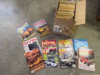 Wide view of magazines and open box