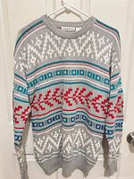 Front view of Claiborne Fair Isle sweater