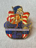 Front view of Crown Royal 1998 limited edition enamel lapel pin