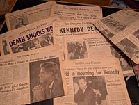 Spread of JFK assassination front page issues from Ottawa Journal and Ottawa Citizen