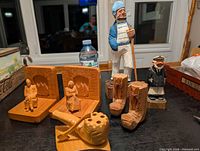 overview of all carved pieces on table