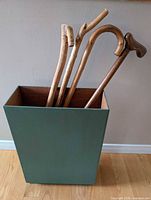 Canes standing inside green box