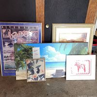 All five framed artworks arranged together