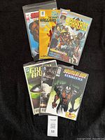 All six bagged comics fanned out