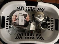 Overview showing laundry basket and contents