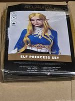Retail package showing AllAura Elf Princess Set wig with model image and text details
