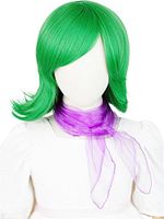Front view of green wig on display head