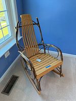 Front three-quarter view of rustic bentwood rocker