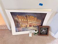 Group view of Schlegel art print, Joy sign, glass jar