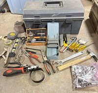 overall view of toolbox and hand tools spread out
