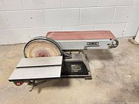 Overall view of Haussmann X-Pert belt and disc sander showing belt, disc, table and base