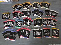 Fronts of Pro Set Team Facts cards spread out showing various NHL team logos