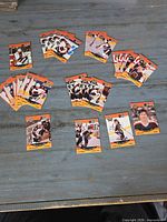 Front view showing assorted 1994 Pro Set All-Star hockey cards laid out