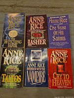 Front view of all six Anne Rice paperbacks