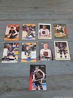 Front view of all ten Brett Hull hockey cards