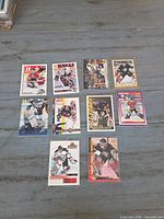 Front view of all 11 Dominik Hasek cards in sleeves