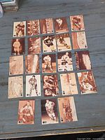 Fronts of 22 Pro Set hockey cards laid out
