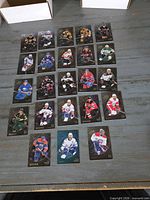 Fronts of all 23 Upper Deck SPx hockey cards laid out in rows