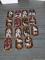 Fronts of fifteen 2008-09 Upper Deck Artifacts hockey cards laid out in 4-3 grid