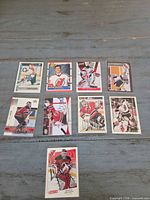 Front view of all 10 Martin Brodeur cards in protective sleeves