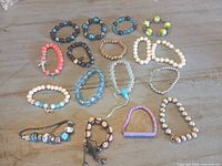 Group shot of all bracelets laid out on tabletop