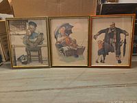 Front view showing all three framed prints side by side