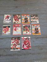 Front view of all 11 Steve Yzerman trading cards